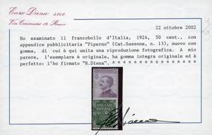 1924 - 50 cent. Piperno (13), ... 