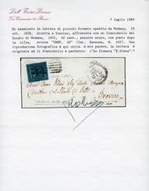 1858 - 40 cent. azzurro scuro, ... 