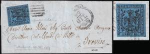 1858 - 40 cent. azzurro scuro, ... 