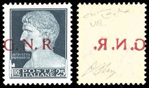 1944 - 25 lire soprastampa G.N.R. di Verona ... 