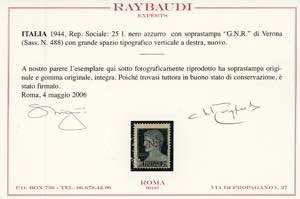 1944 - 25 lire soprastampa G.N.R. ... 