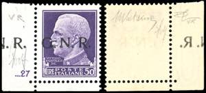 1944 - 50 lire soprastampa di Verona, angolo ... 