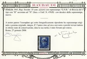 1943 - 35 cent. soprastampa G.N.R. ... 