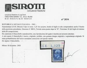 1943 - 1,25 lire soprastampa ... 