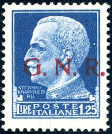 1943 - 1,25 lire soprastampa G.N.R. di ... 