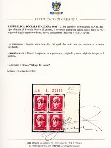 1943 - 2 lire soprastampa G.N.R. ... 