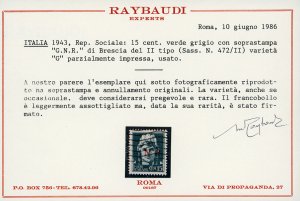 1943 - 15 cent. sopratsampa G.N.R. ... 