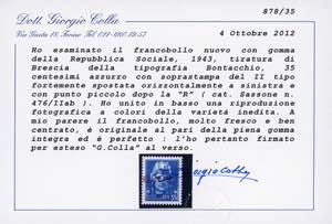 1943 - 35 cent. soprastampa G.N.R. ... 