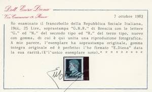 1943 - 25 lire soprastampa G.N.R. ... 