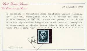 1943 - 15 cent. soprastampa G.N.R. ... 