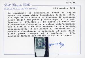 1943 - 15 cent. soprastampa G.N.R. ... 