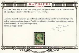 1943 - 20 lire soprastampa G.N.R. ... 