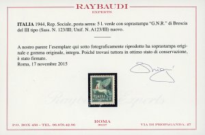 1943 - 5 lire verde, soprastampa ... 