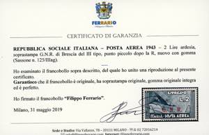 1943 - 2 lire ardesia, soprastampa ... 