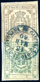 1859 - 15 cent. bruno, 5 cent. verde ... 
