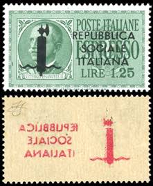 1944 - 1,25 lire soprastampato in nero, ... 