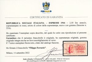 1944 - 2,50 lire soprastampato in ... 