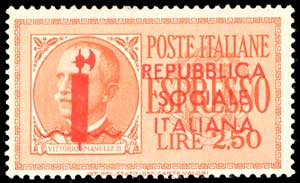 1944 - 2,50 lire soprastampato in rosso, ... 
