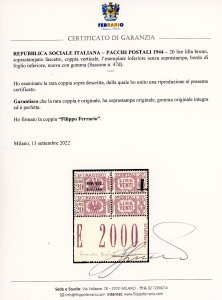 1944 - 20 lire soprastampato, ... 