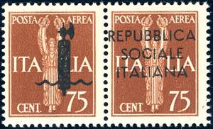 POSTA AEREA 1944 - 75 cent., coppia con la ... 