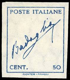 1944 - 50 cent. azzurro Badoglio, senza ... 