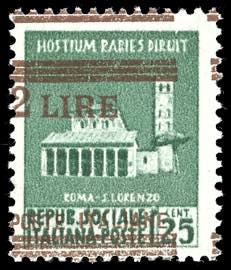 1945 - 2 lire su 25 cent., soprastampa in ... 