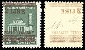 1945 - 2 lire su 25 cent., soprastampa in ... 