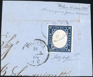1860 - 20 cent. azzurro scurissimo (Sardegna ... 
