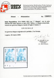 1990 - 600 lire I maggio (1933), ... 