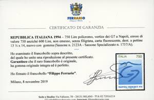 1994 - 750 lire G7, non emesso, ... 