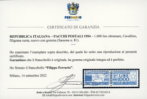 1954 - 1.000 lire Cavallino, ... 