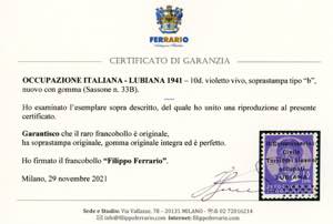 LUBIANA 1941 - 10 d. soprastampa ... 