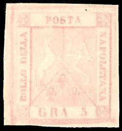 1858 - 5 grana rosa chiaro, I tavola (8c), ... 