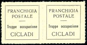 ISOLE CICLADI 1941 - Etichetta di franchigia ... 
