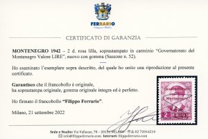 MONTENEGRO 1942 - 2 d., ... 