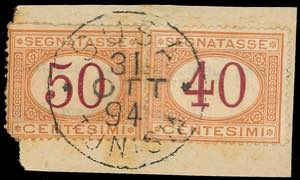 SUSA 1890 - 40 cent. e 50 cent. segnatasse ... 