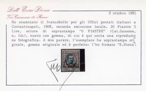 COSTANTINOPOLI 1908 - 20 piastre ... 