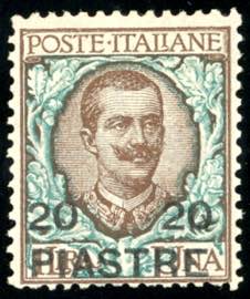 COSTANTINOPOLI 1908 - 20 piastre su 1 lira, ... 