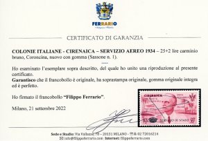 SERVIZIO AEREO 1934 - 25 lire + 25 ... 