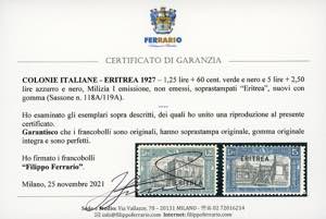 1927 - 1,25 lire su 60 cent. e 5 + ... 