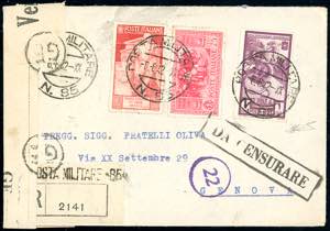 POSTA AEREA 1942 - 1 lira Augusto (37),  in ... 