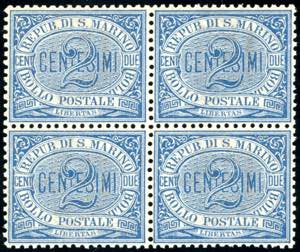 1892 - 2 cent. azzurro Cifra (12), ottima ... 