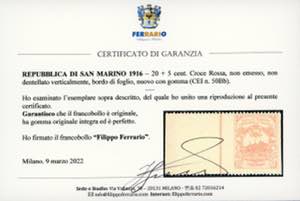 1916 - 20 + 5 cent. Croce Rossa, ... 