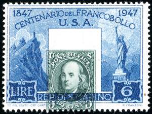 1947 - 6 lire Centenario francobollo Stati ... 