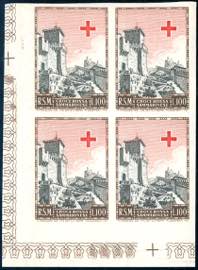 1951 - 100 lire Croce Rossa, non dentellato ... 