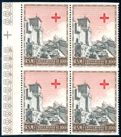 1951 - 100 lire Croce Rossa, non dentellato ... 