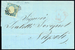 1861 - 2 grana azzurro, doppio ... 