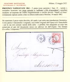 1862 - 5 grana rosso carminio ... 