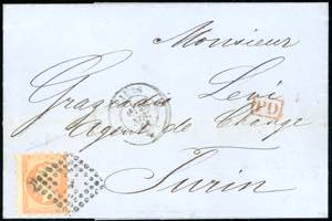 FRANCIA 1861 - 40 cent. dent. 7 1/4 x 7 ... 