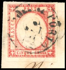 1861 - 5 grana carminio (21f), ... 